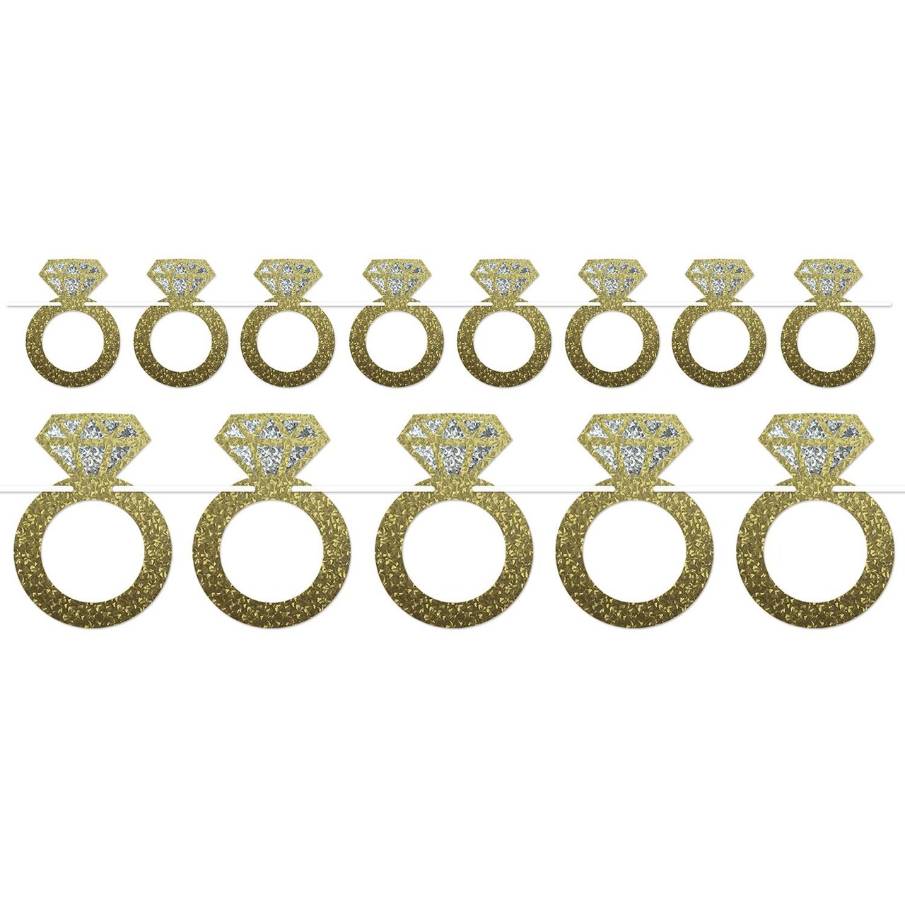 Party Central Club pack of 12 Gold Bachelorette Party Diamond Wedding Ring Streamers Decors 72"